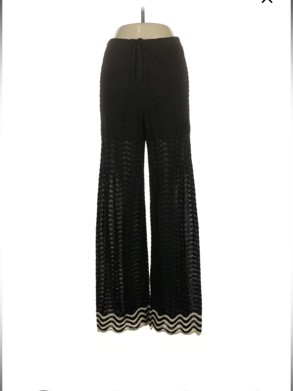 Solitaire Black Crochet Wide-Leg Pants with Contrast Hem | Boho | Swim